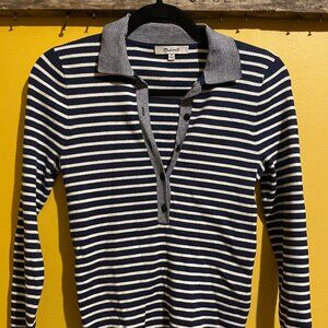 Madewell Striped Collared Sweater - Size Small